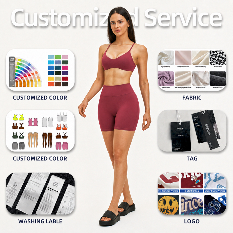 JINYU ODM/OEM Women's Gym Workout Set V-neck Supportive Sports Bra and High Waist Butt Lifting Shorts Yoga Activewear Set