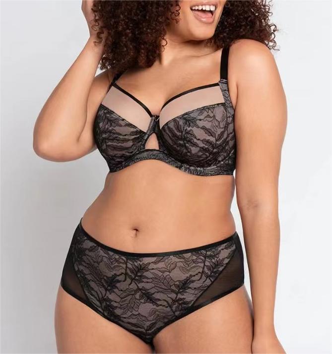Women's Plus Size Full Cup Lace Lingerie Halter Collar 34-40EFGHIJKLMN Summer Bra Thin Cup