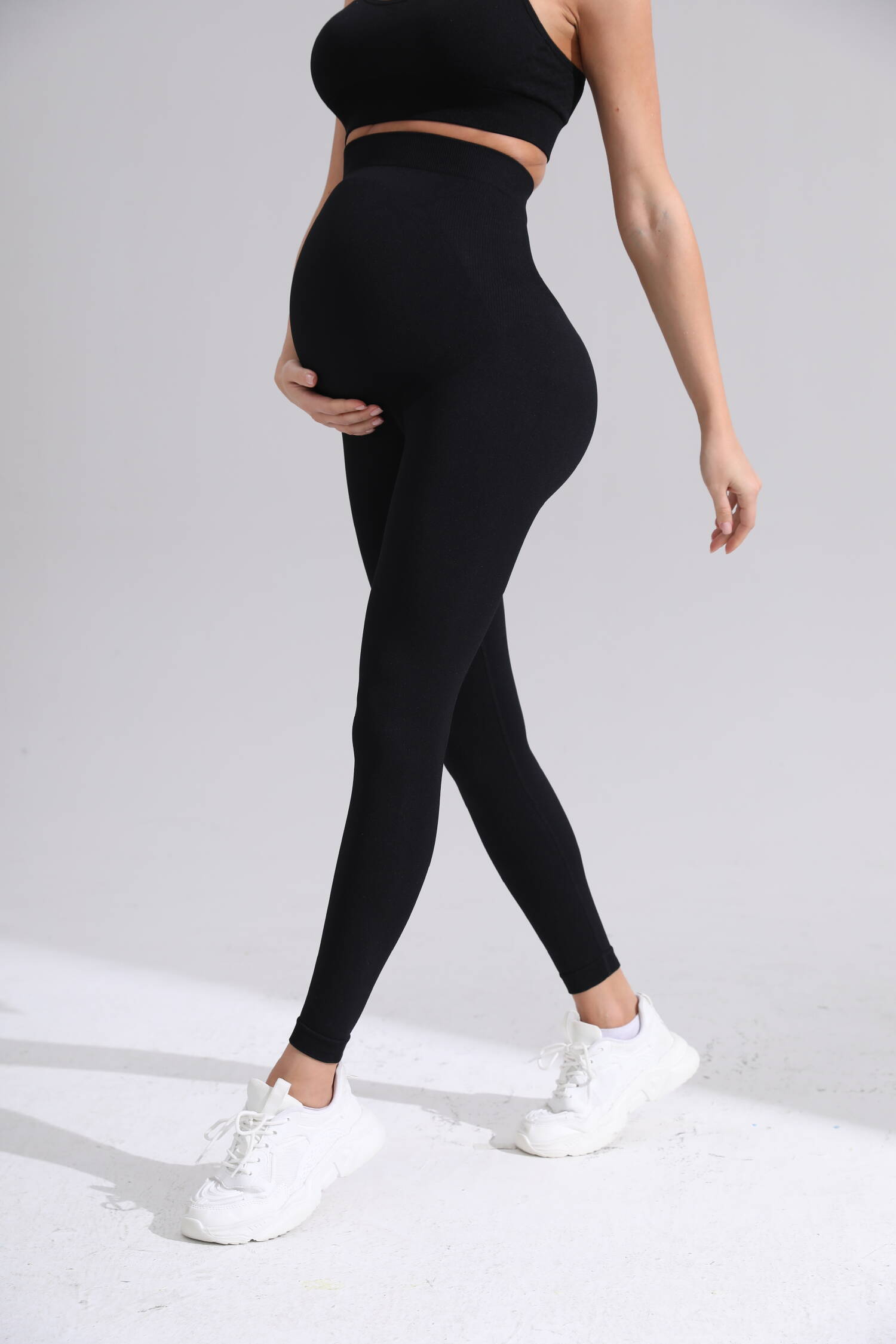 Maternity Leggings Large Size Seamless Striped Patchwork Fashionable Yoga Fitness Leggings