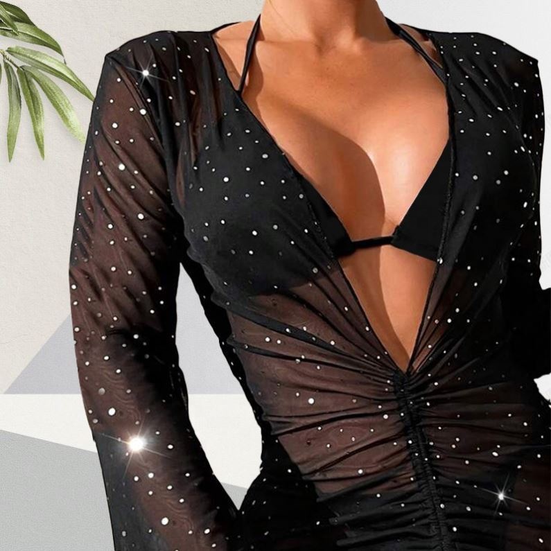 Womens 3 Piece Hot Bikini Swimwear Bikini Set Swimsuit With Cover Ups and Beachwear Dress Bathing Suit Cover Ups for Woman Sexy