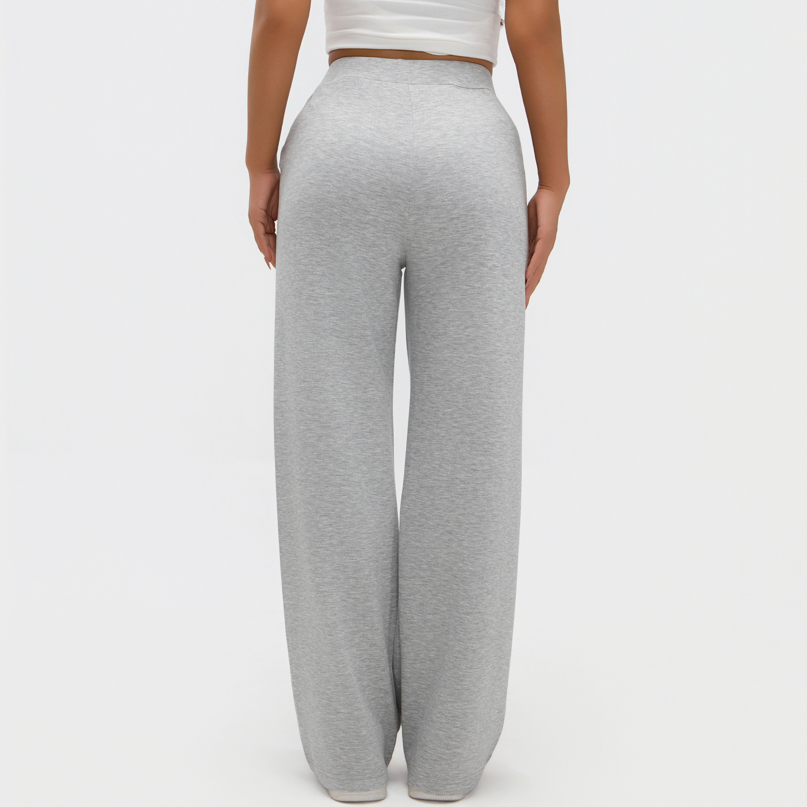 Alxin Custom Casual Sport with Pleated Edges High-waisted Knitted Straight-leg Pant Sports Trousers Women Clothing Women's Pants
