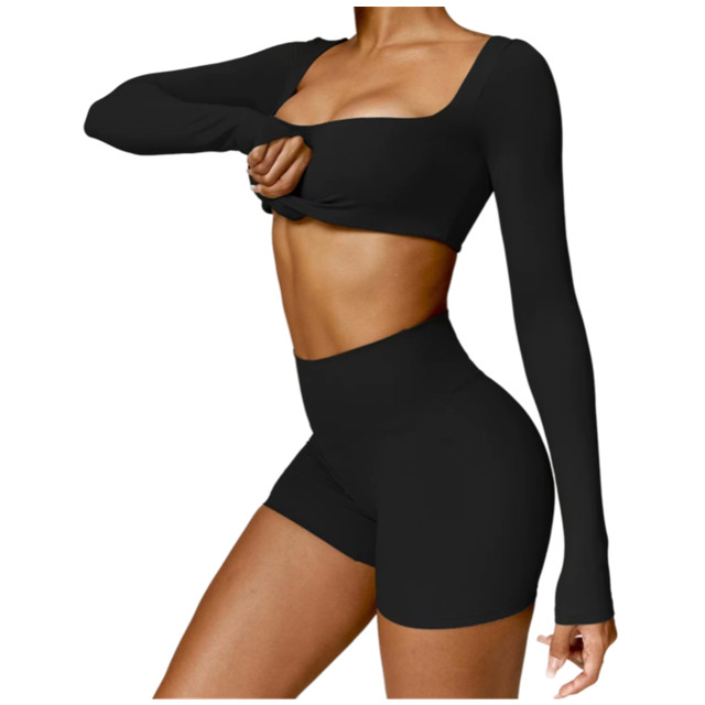 Hot Sale Women's Long Sleeve Activewear Tops Breathable Scrunch Bum Activewear with Low MOQ