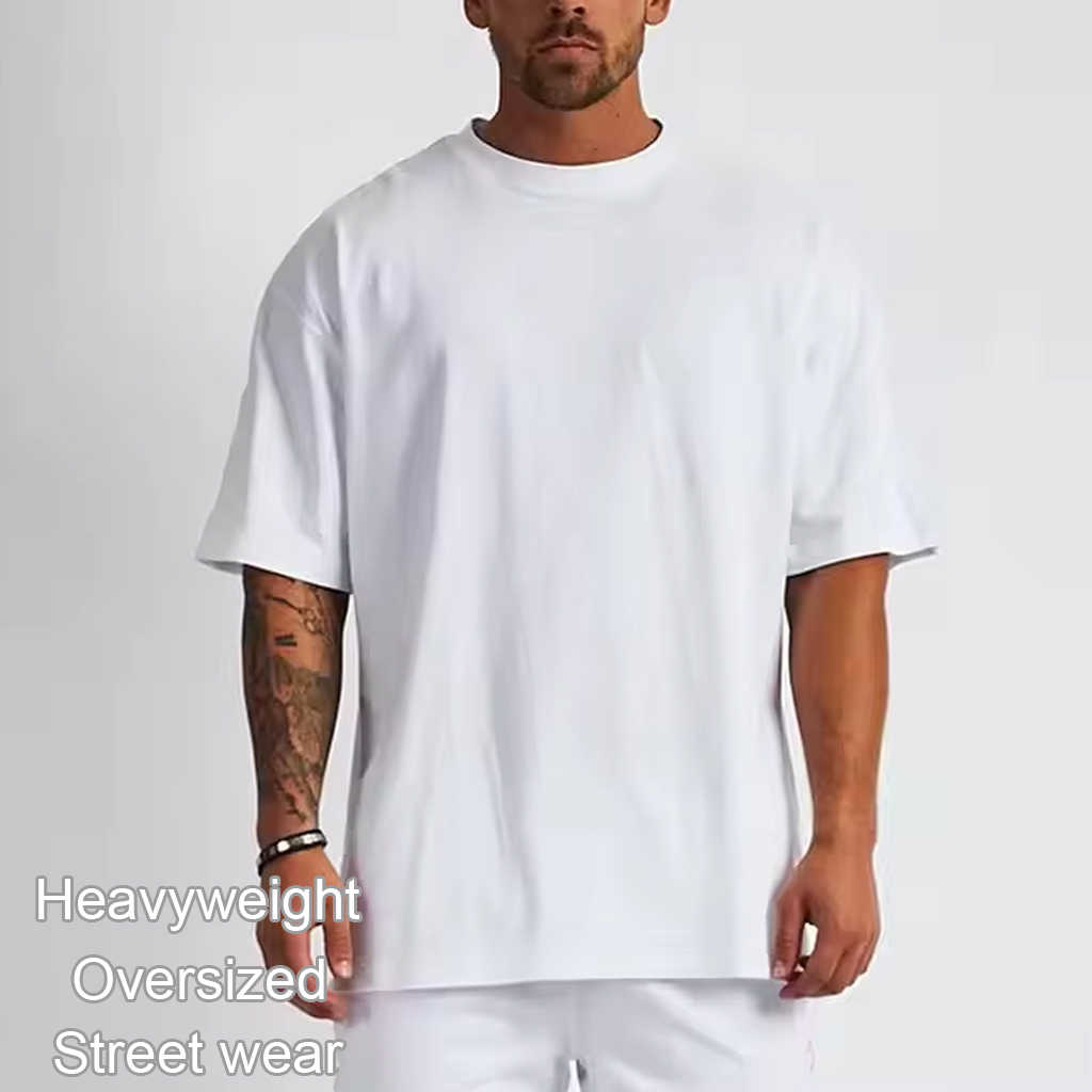 Bulk Heavyweight Cotton Blank T-shirt Plus Size Plain Oversized Heavy Weight Tshirt Custom Logo Streetwear Boxy T Shirt For Men