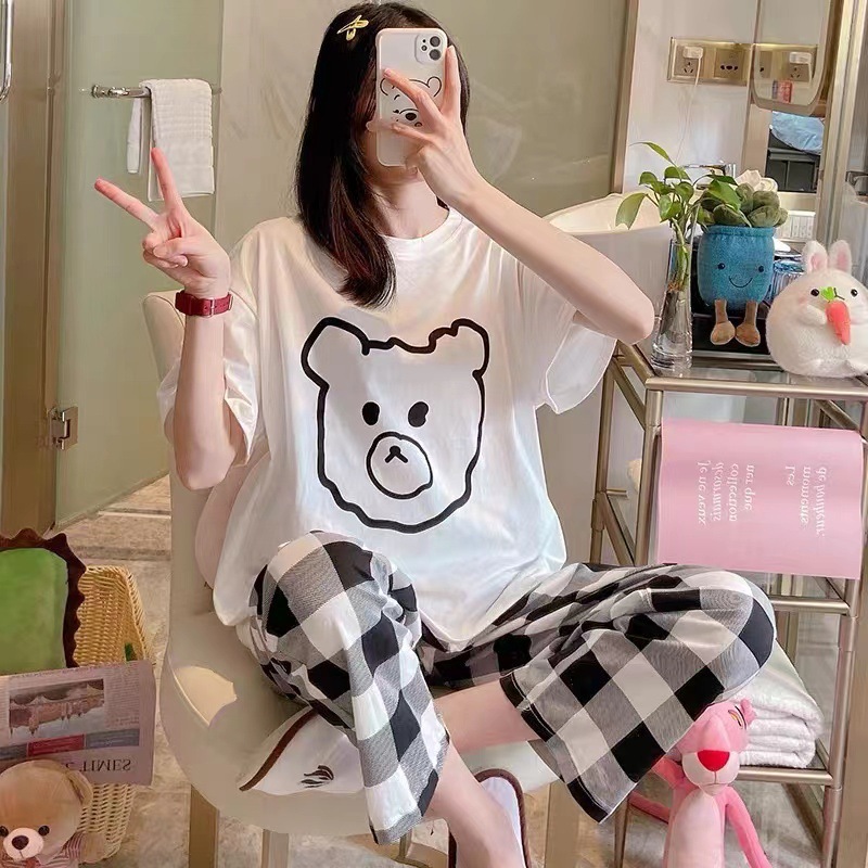 Wholesale Summer Women's Pajamas Large Size Home Wear 2 Piece Milk Silk Casual Loose Sleepwear