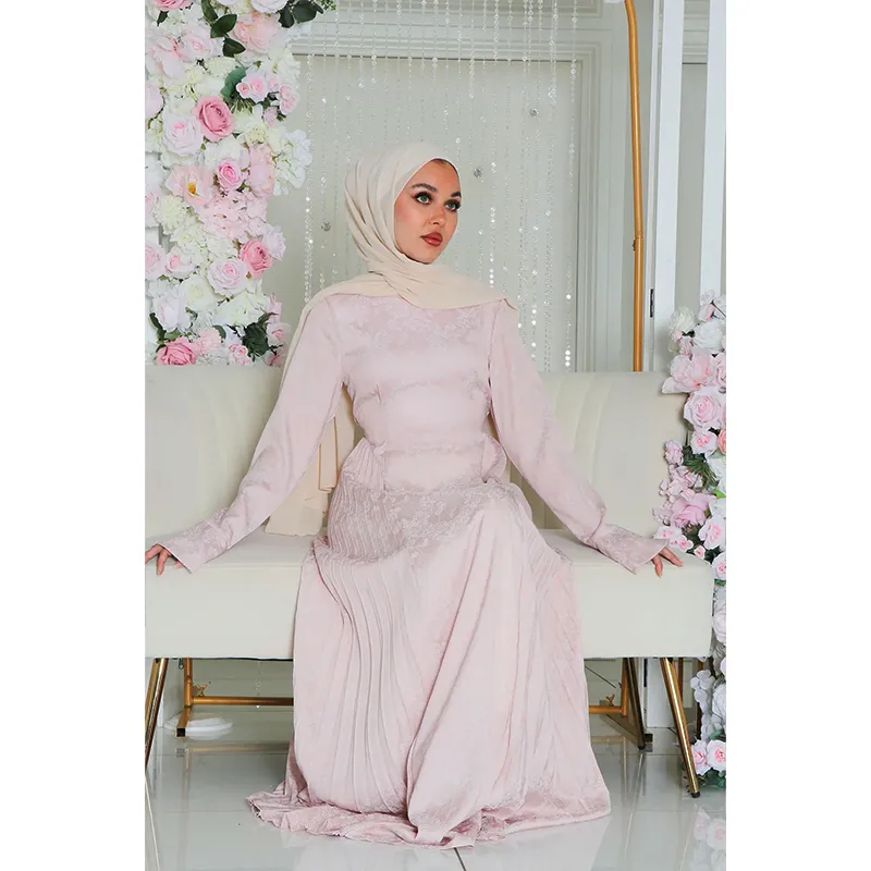 Elegant Floral Pleat Abaya Dress for Modest Fashion