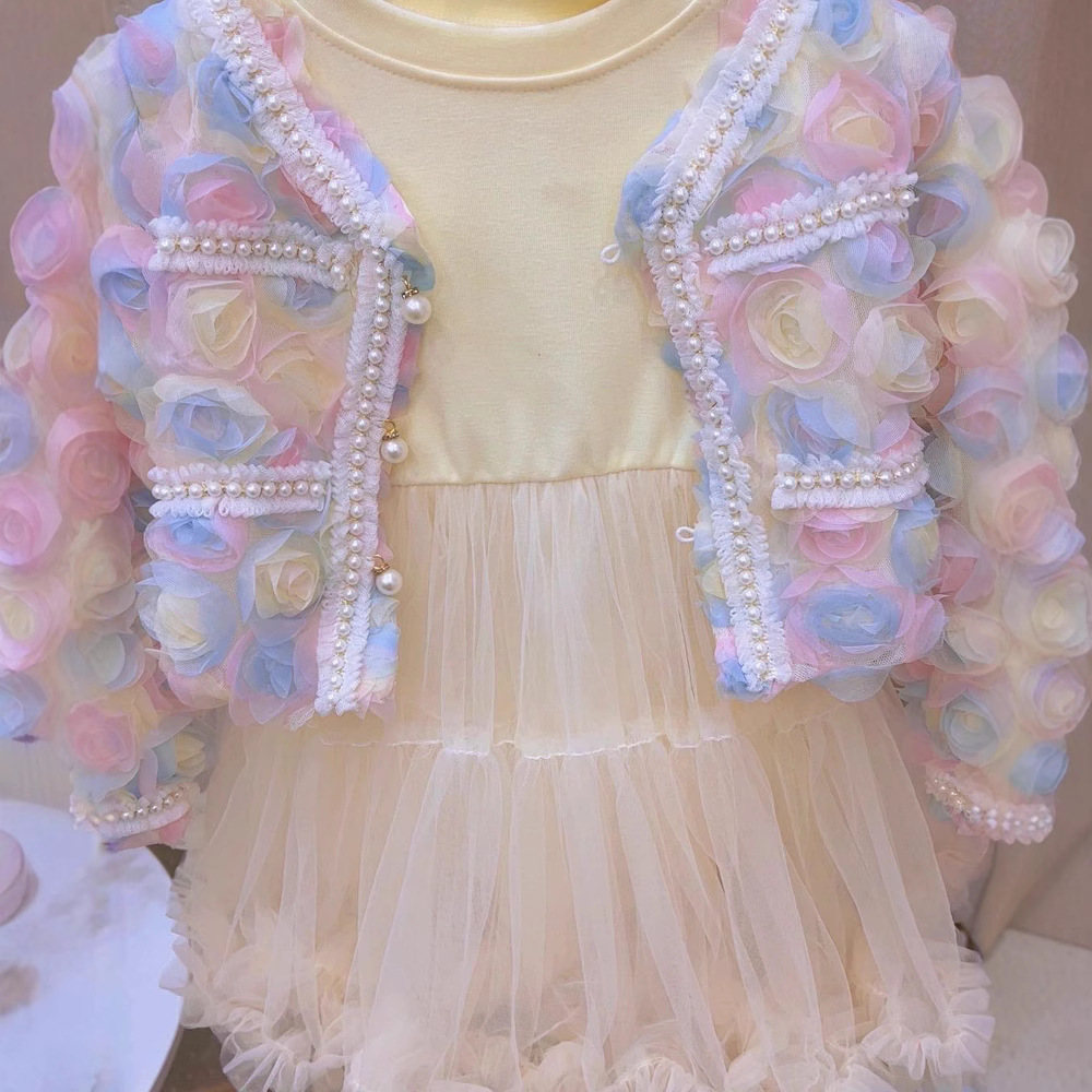 Small Fragrant Wind Set Foreign Style Floral Gradient Dress Super Fairy Casual Girls Clothing for Spring Autumn Girls' Best