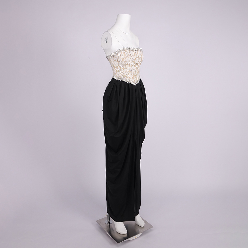 SB3730 Women's New Arrival Sexy Strapless Evening Maxi Dress Lace Embroidered Corset Top High Waist Tulle Formal Party Gown