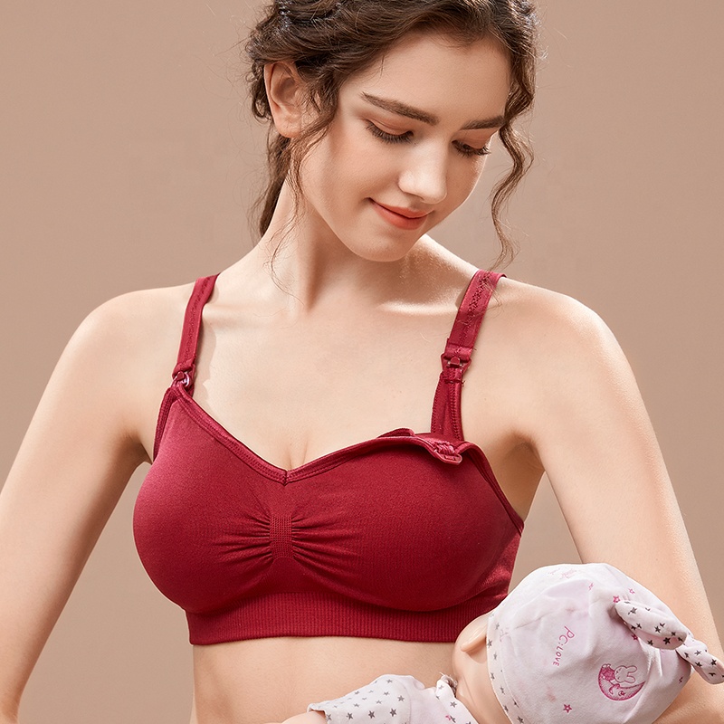 Plus Size Postpartum Sujetador De Lactancia Seamless Wireless Breastfeeding Bra Front Open Maternity Nursing Bra for Womens