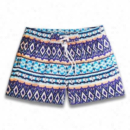 Unisex Summer Quick Dry Anti-Bacterial Beach Shorts Elastic Waist Pockets Spandex/Polyester Printed Surf Board Swimwear for