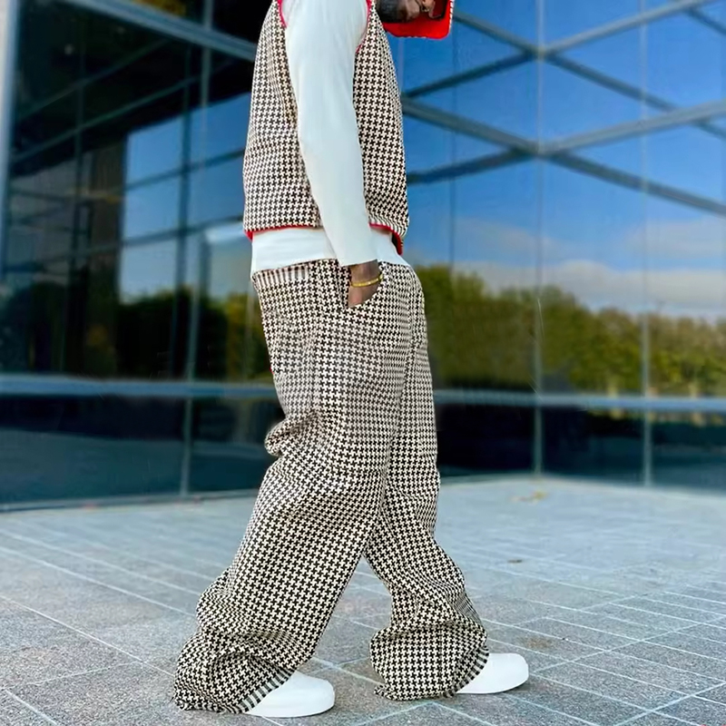 OEM Streetwear Custom Embroidery Print Two Piece Clothing Pant and Vest Matching Outfits Set Baggy Stacked Tracksuit for Men