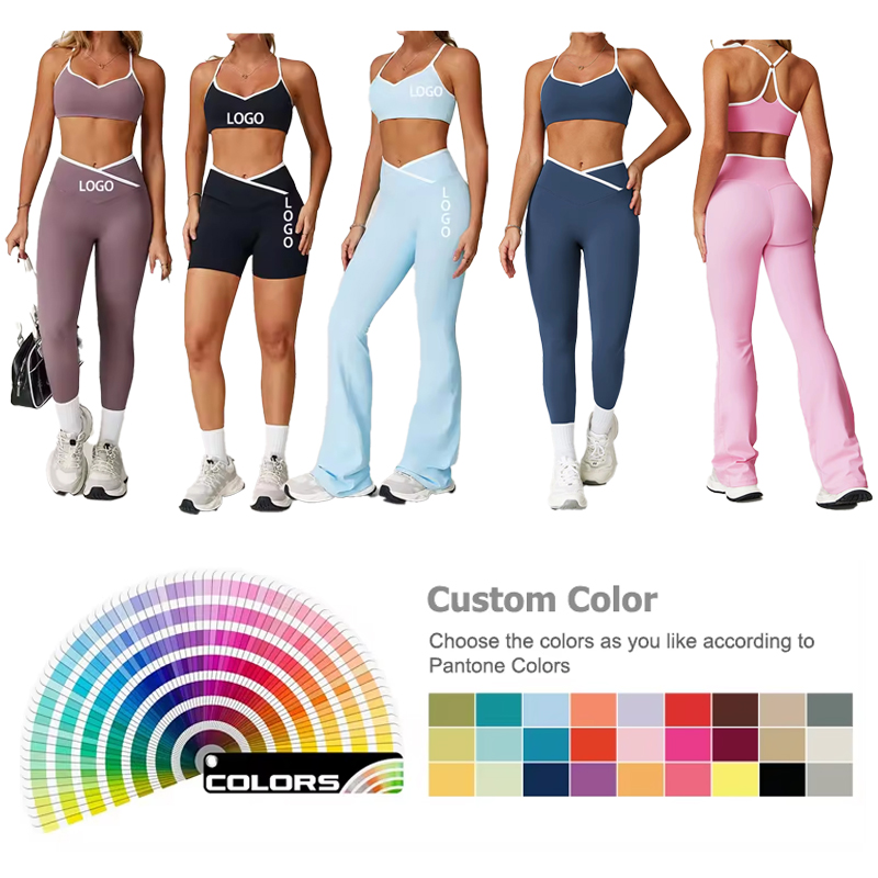 Custom Logo Hot Solid Color Fashion Yoga Sport Top Gym Wear Workout Seamless Women Yoga Gym Women Fitness Yoga Sets