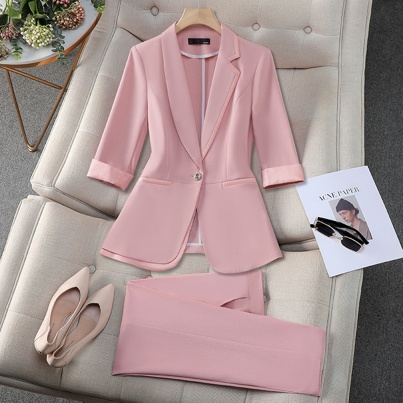 Women's Coat and Trousers Suit Office Breathable Women's Designer Professional Dress Business Work Clothes Two-piece Suit