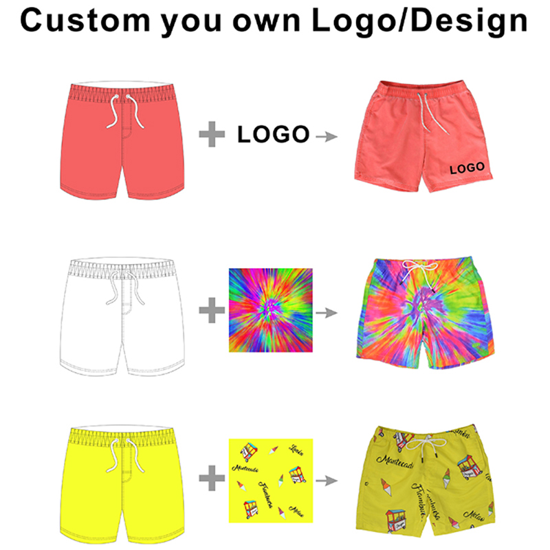 Summer Elastic Waist Custom Printed Swimwear With Logo Mens Swim Shorts Board Beach Shorts Mesh Shorts for Men