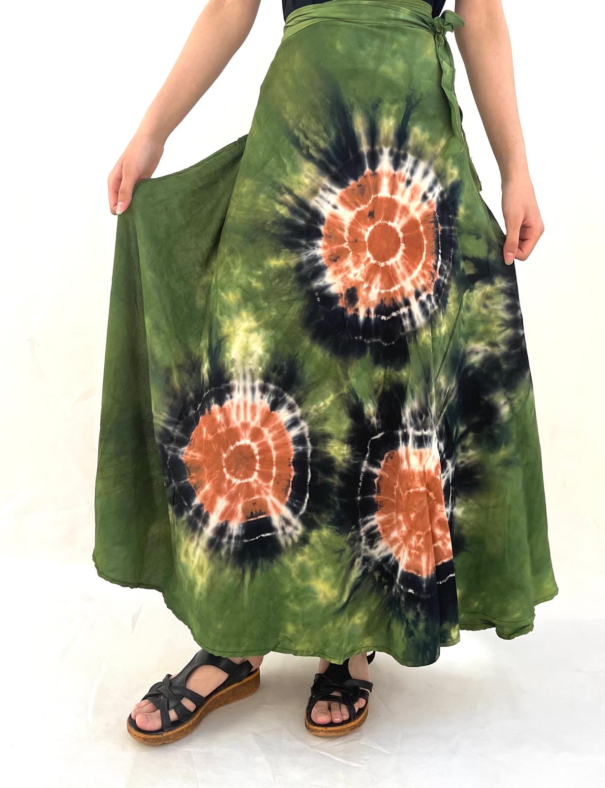 High Quality 100% Viscose Women's Sunburst Print Summer Beach Ethnic Wrap Casual Soft Eco-Friendly Breathable Quick Dry Skirt