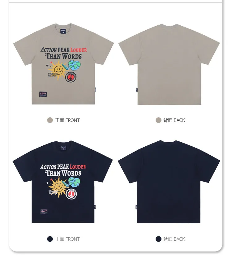 New Style High Quality 95%Ctton 5%Spandex Wholesale Custom Printed Design Oversized Fashion Hip Hop Short Sleeve Clothes