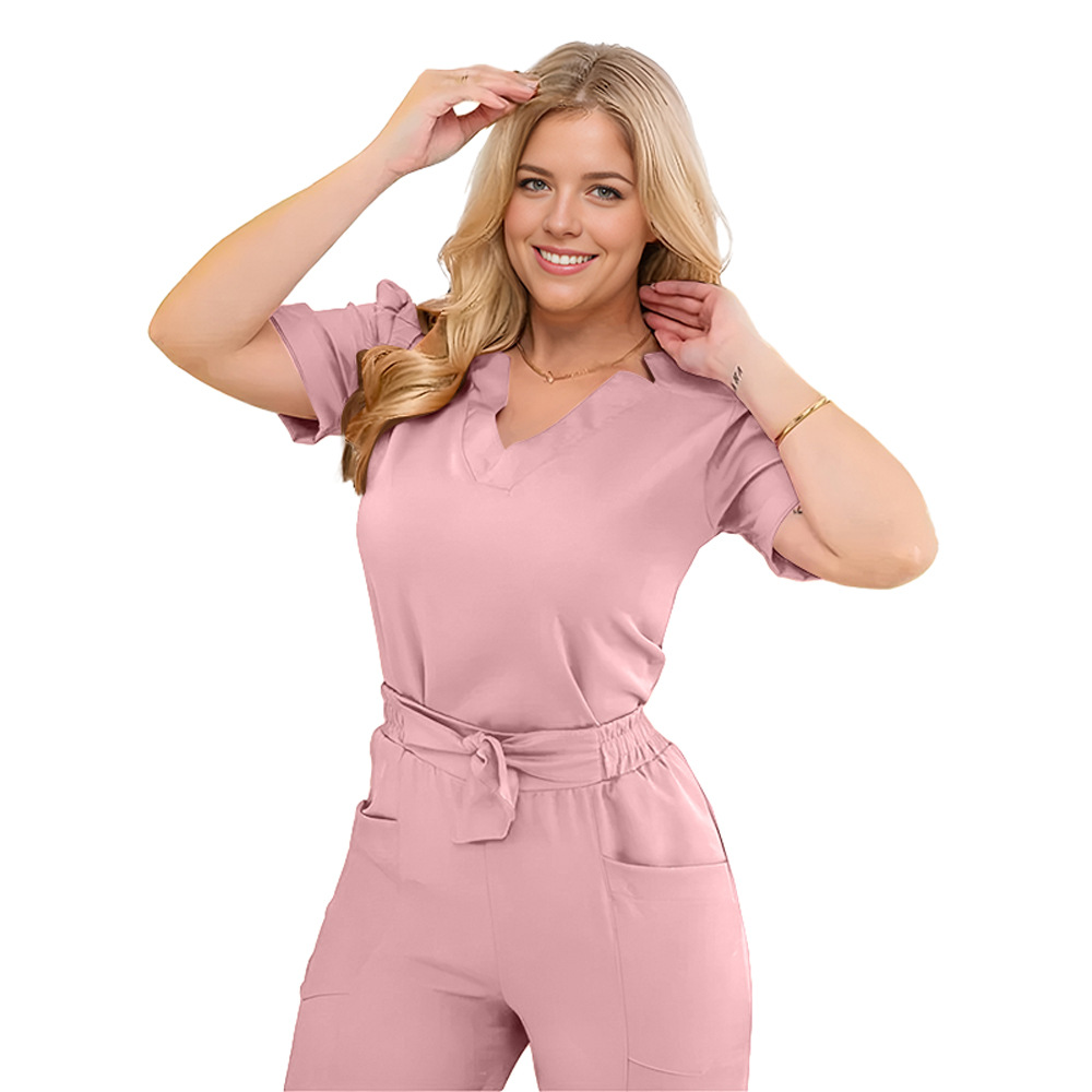 Ladies' Thin Comfortable Breathable Dobby Fabric Doctor Uniform Set ODM Supply Beauty Salons Maternity Centers Dental Clinics