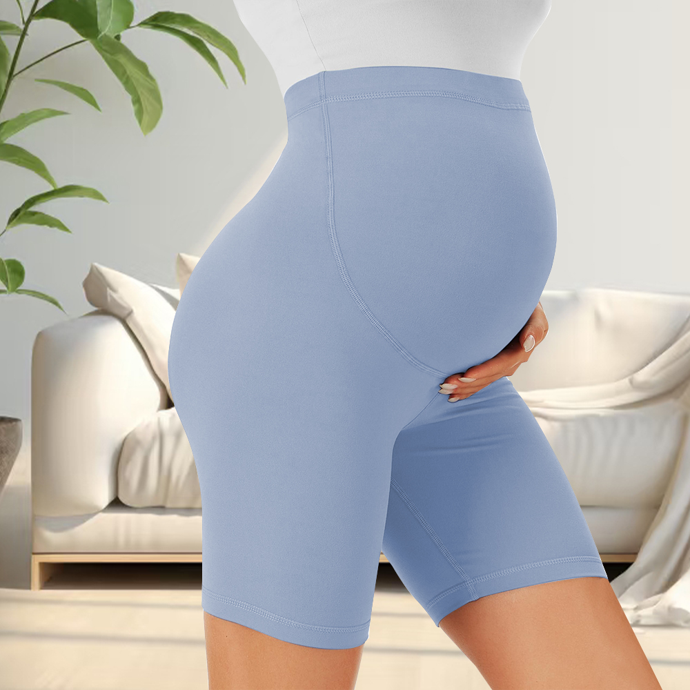 Women's Maternity Yoga Shorts Over the Belly Pregnancy Biker Workout Active Athletic Pregnant Shorts