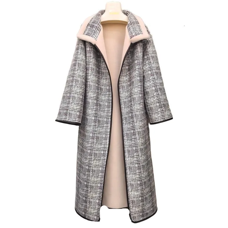 Chic Blue and Silver Fox-Simulated Women's Outerwear Jacket