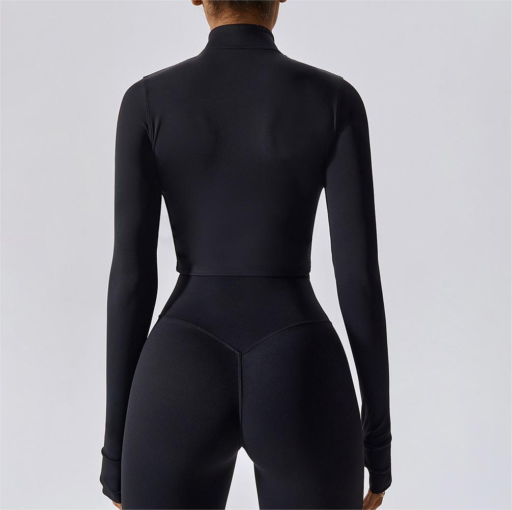 Custom Wholesale Reversible Solid Women's Yoga Fitness Gym Activewear Jacket Long Sleeves Sports Clothing Spandex/Nylon Seamless