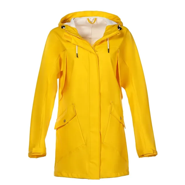 Fashionable Waterproof Windbreaker Jacket PU Raincoat Women's Outerwear