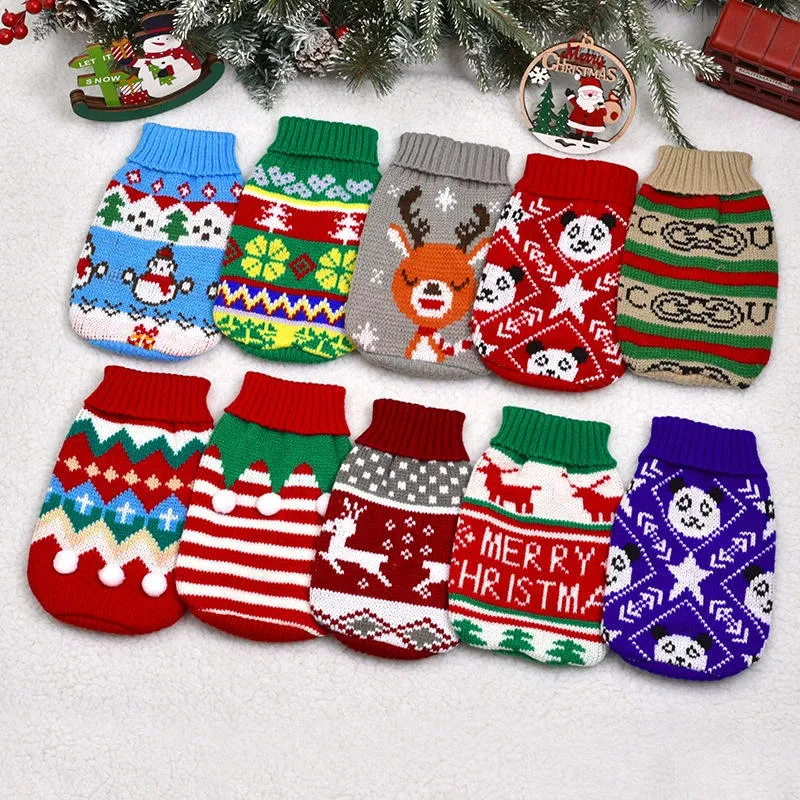 Hot Selling Christmas Pet Cat Dog Sweater Warm Dog Winter Knit Clothes