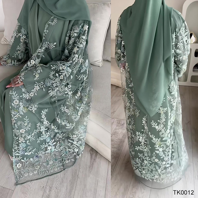 Wholesale Lace Flower Beaded Abaya for Modest Fashion