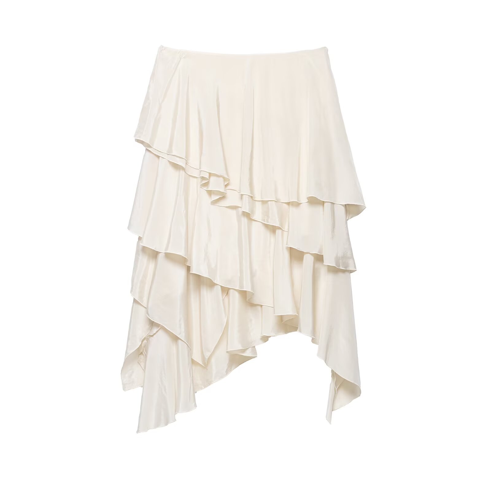TAOP&amp;ZA 2026 Spring Women's European and American Style Casual Layered Asymmetrical Hem Midi Skirt 2537209
