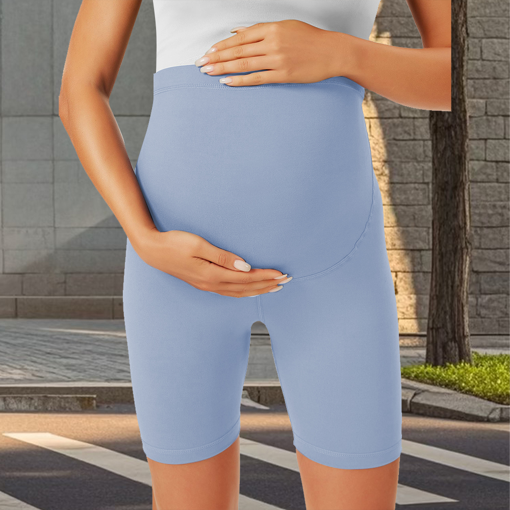Women's Maternity Yoga Shorts Over the Belly Pregnancy Biker Workout Active Athletic Pregnant Shorts