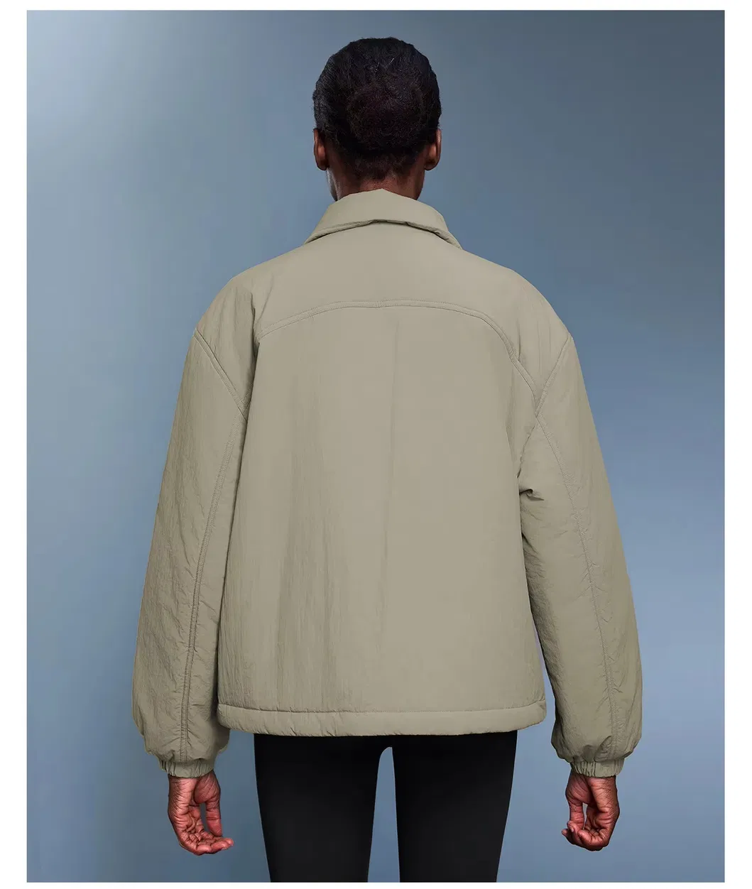 Women's Drawstring Hem Lightweight Lined Cotton-Padded Jacket Windproof Warm Loose-Fit Casual Style Outerwear with Lapel Collar
