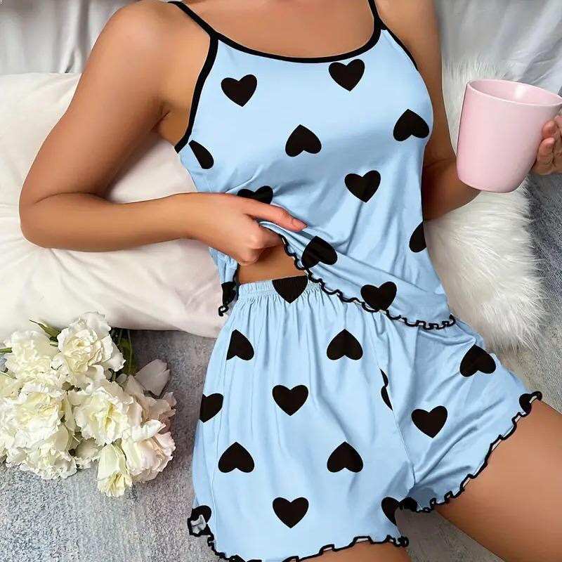 Europe and the United States Summer Female Pajamas Two Sets of Sexy Casual Halter Vest Shorts Loungewear Suit