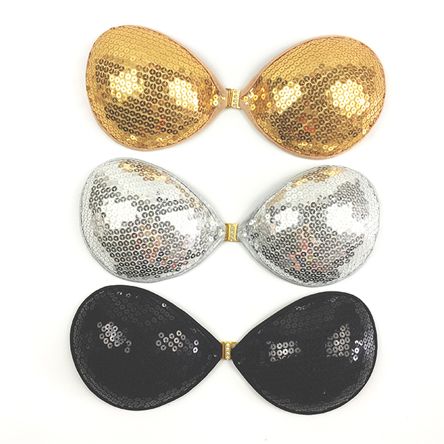Shinny sequin strapless bra