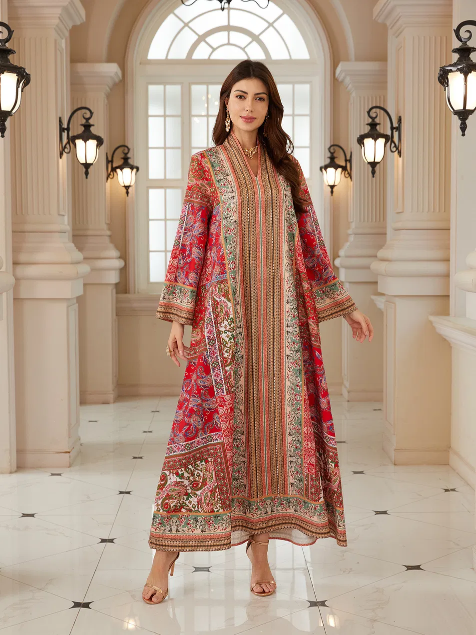Hot Wholesale Lace Flower Beaded Abaya for Modest Fashion