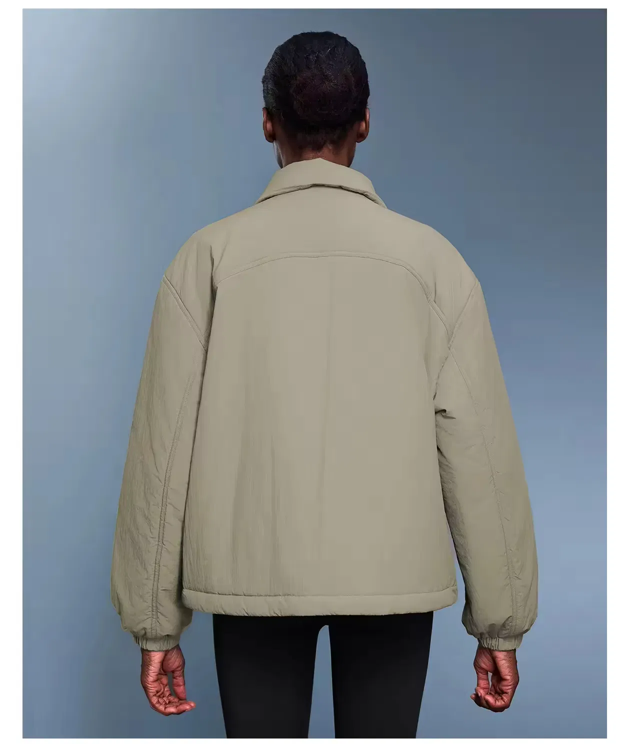 Women's Drawstring Hem Lightweight Lined Cotton-Padded Jacket Windproof Warm Loose-Fit Casual Style Outerwear with Lapel Collar