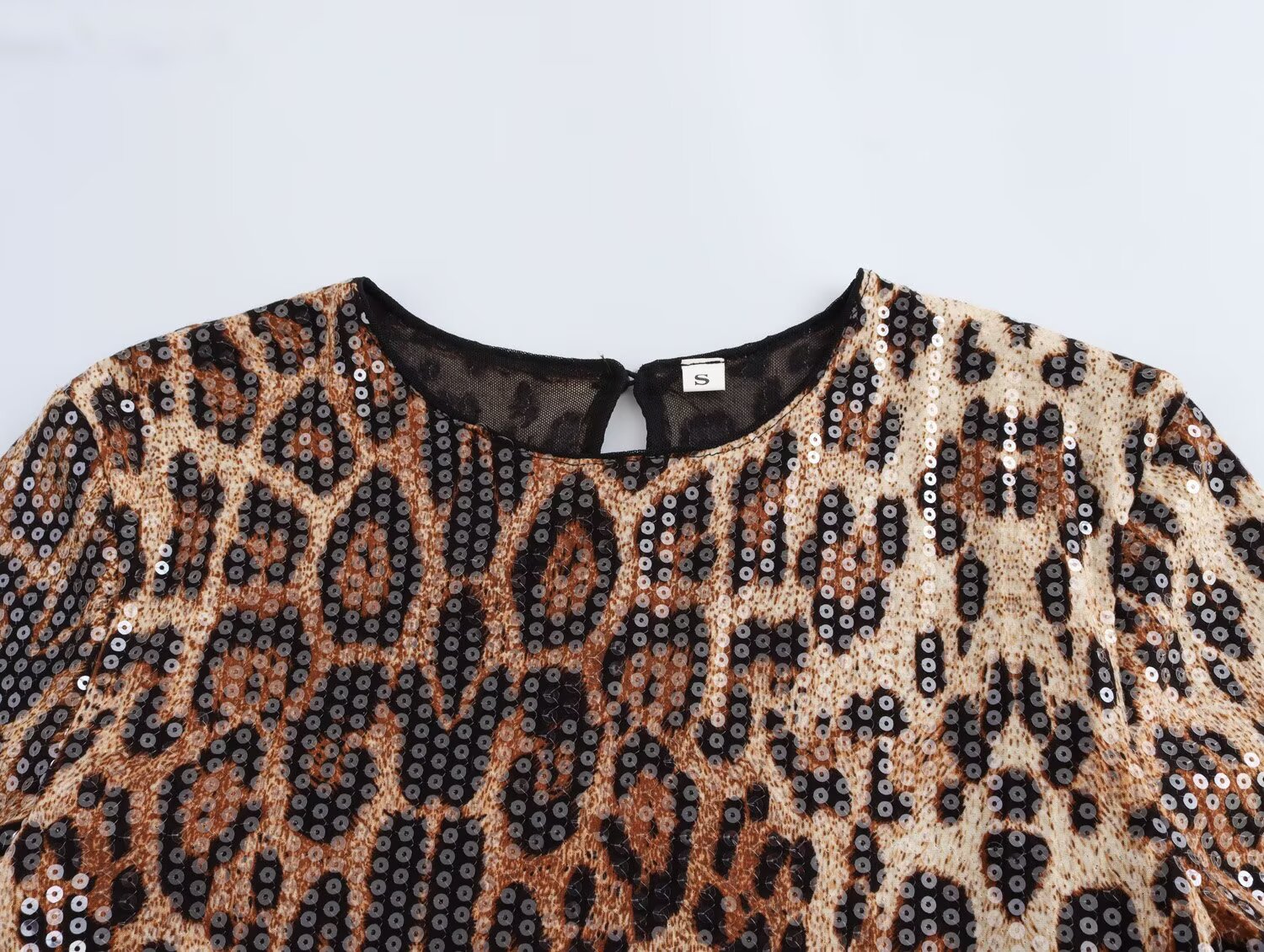MYST&amp;ZA Women's Clothing 2024 Summer New Fashion Sexy Animal Pattern Round Neck Long Sleeve Sequin Hip Dress