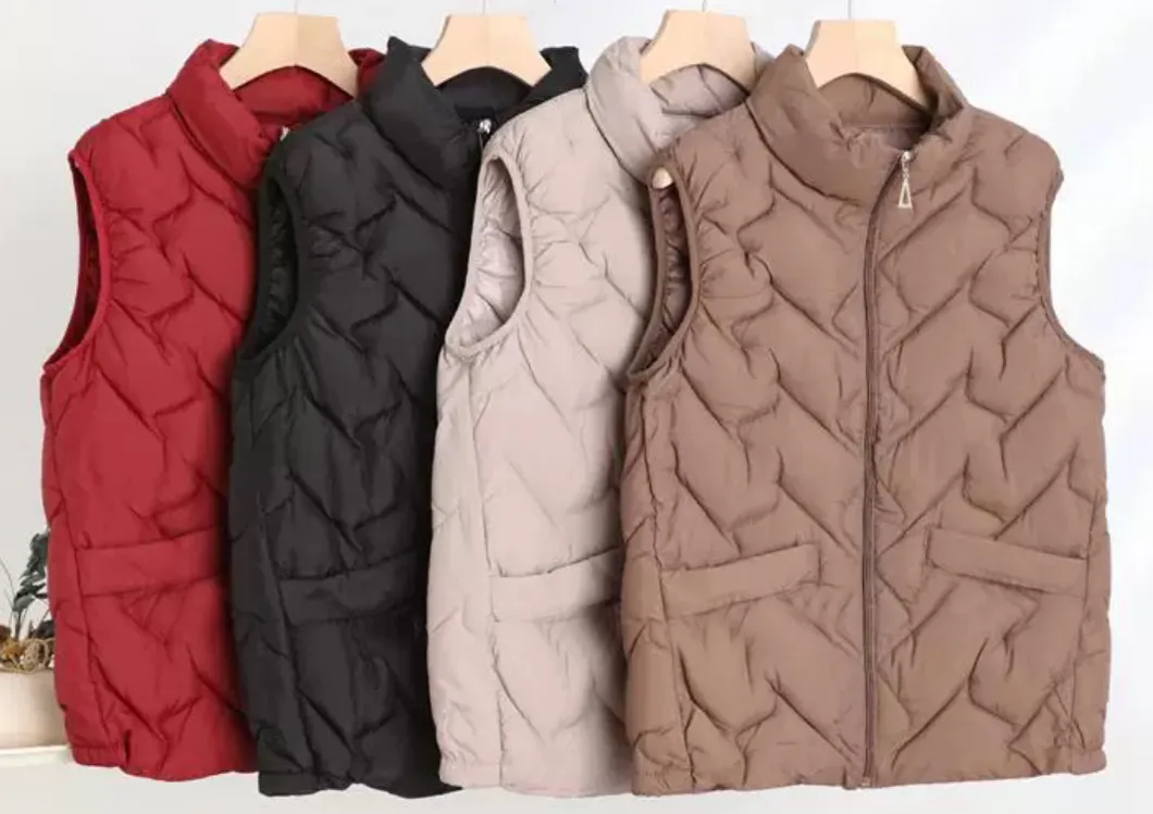 Trendy Women's Outerwear with 100% Polyester Padding and Lining, Women Sleeveless Puffer Jacket Quilted Vest