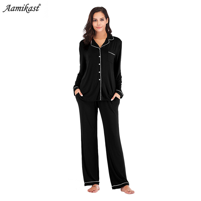 Pjs Sets Pajamas Sets Women Winter Wholesale Cotton Sleepwear Sleep &amp; Lounge Wear Ladies Long Sleeve Soft Pajamas Custom logo