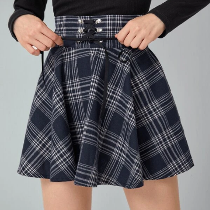 High Quality Custom Women's Vintage Punk A-line Skirt Fashion High Waist Breathable Pleated Skirt