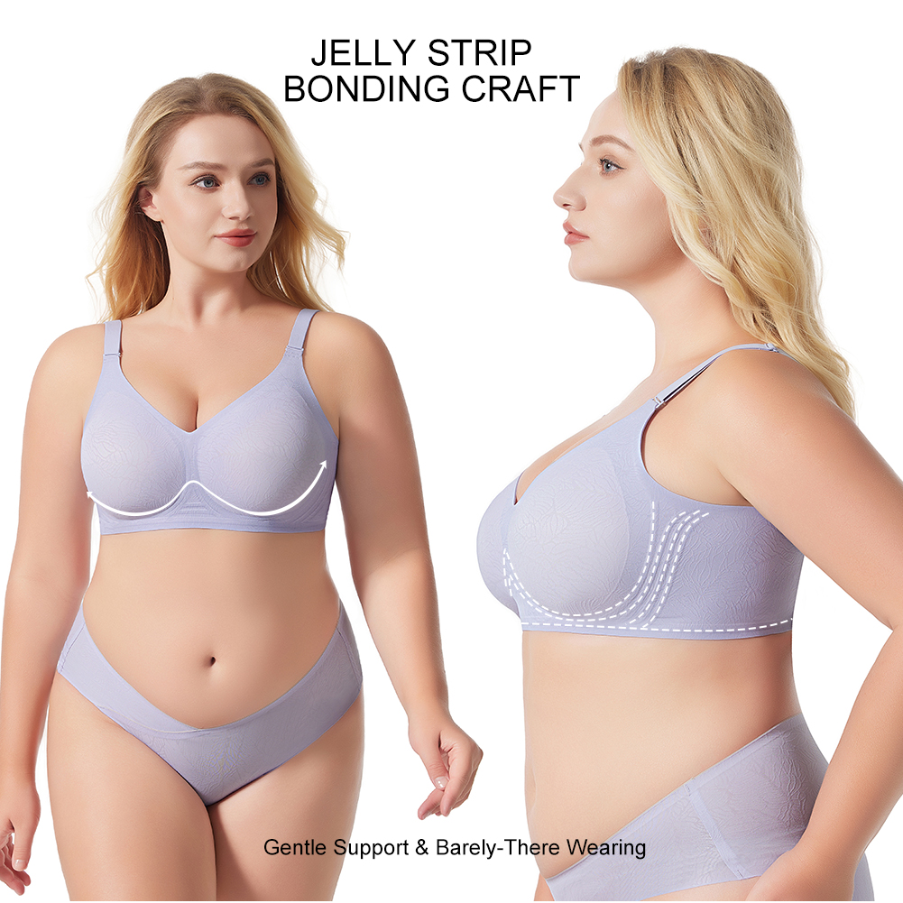Plus Size Women's Thin Cup Seamless Breathable Jelly Halter Bra