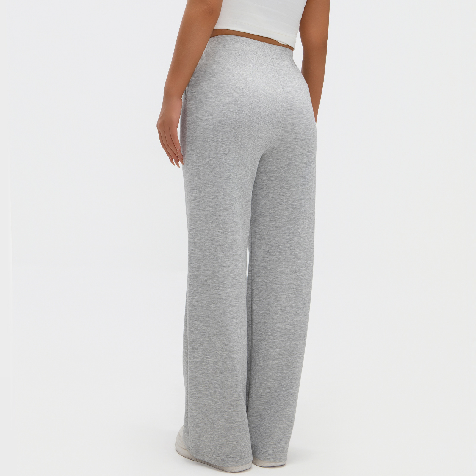 Alxin Custom Casual Sport with Pleated Edges High-waisted Knitted Straight-leg Pant Sports Trousers Women Clothing Women's Pants