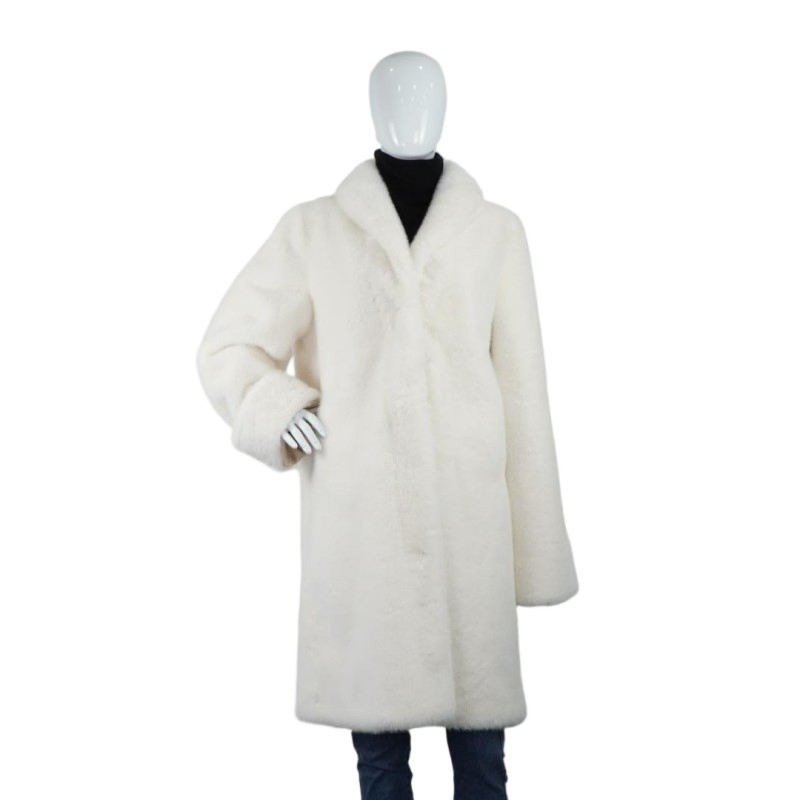 Chic Blue and Silver Fox-Simulated Women's Outerwear Jacket