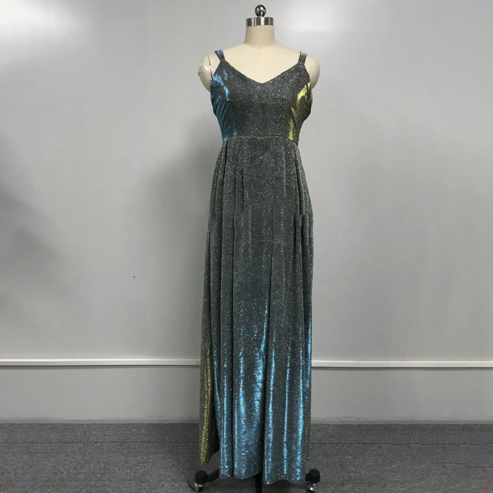 Elegant High-quality Formal Occasion Dinner Evening Dress Shiny Long A-line Slimming Wedding Dress