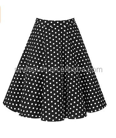 2017 Girls Long Dresses Women's Pleated Vintage Skirts Floral Print Casual Midi Skirt