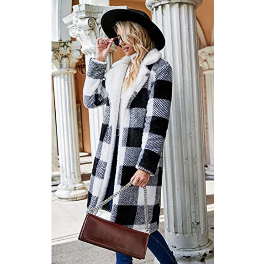 Women's Fashion Winter Coats Fuzzy Sherpa Fleece Long Hooded Jackets Button Down Faux Fur Warm Outerwear