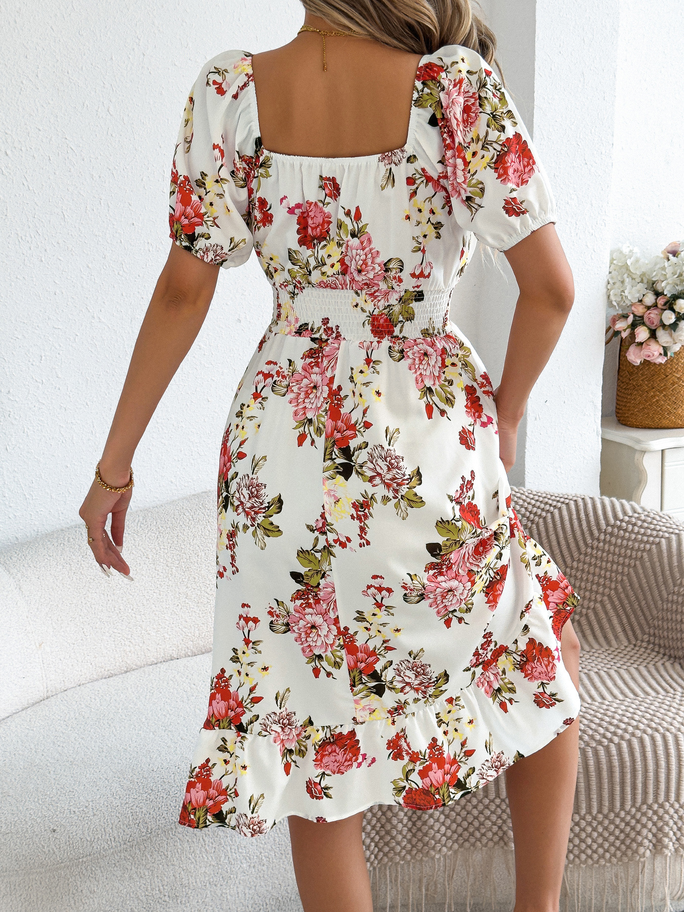 PASUXI Newest Shorts Sleeve Skirt Point Digital Printing Chiffon Summer Fashion Style Skirt Dress Plus Size Girl Casual Elegant