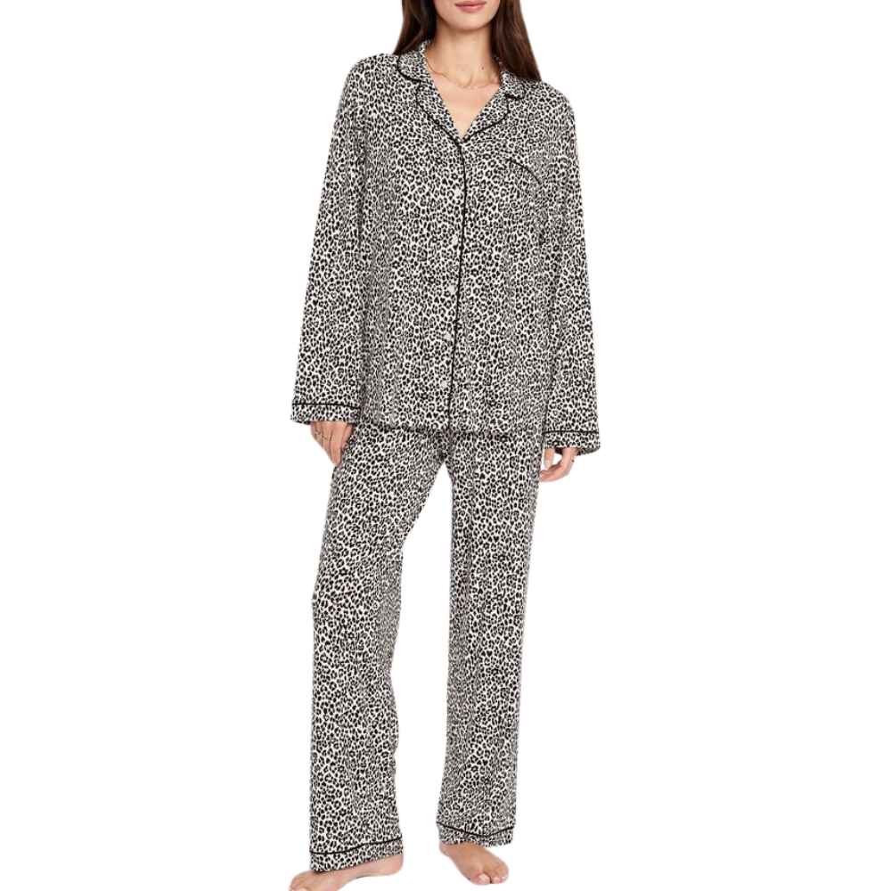 Luxury Elegant Bamboo Pajamas Set Soft Knitted Front Logo Women's Two Piece Breathable Comfortable Sleepwear