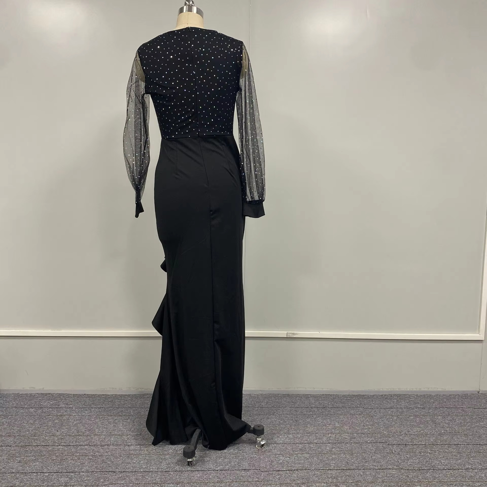 Women's Vintage A-Line Evening Prom Dresses Long Sleeves Natural Waist Anti-Static 100% Polyester for Parties Maxi Length OEM