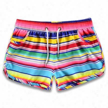 Unisex Summer Quick Dry Anti-Bacterial Beach Shorts Elastic Waist Pockets Spandex/Polyester Printed Surf Board Swimwear for