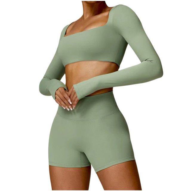 Hot Sale Women's Long Sleeve Activewear Tops Breathable Scrunch Bum Activewear with Low MOQ