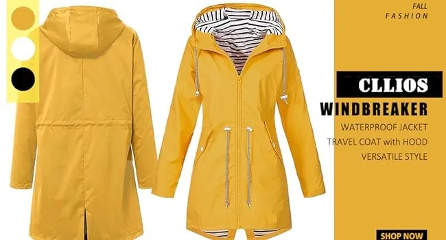 Fashionable Waterproof Windbreaker Jacket PU Raincoat Women's Outerwear
