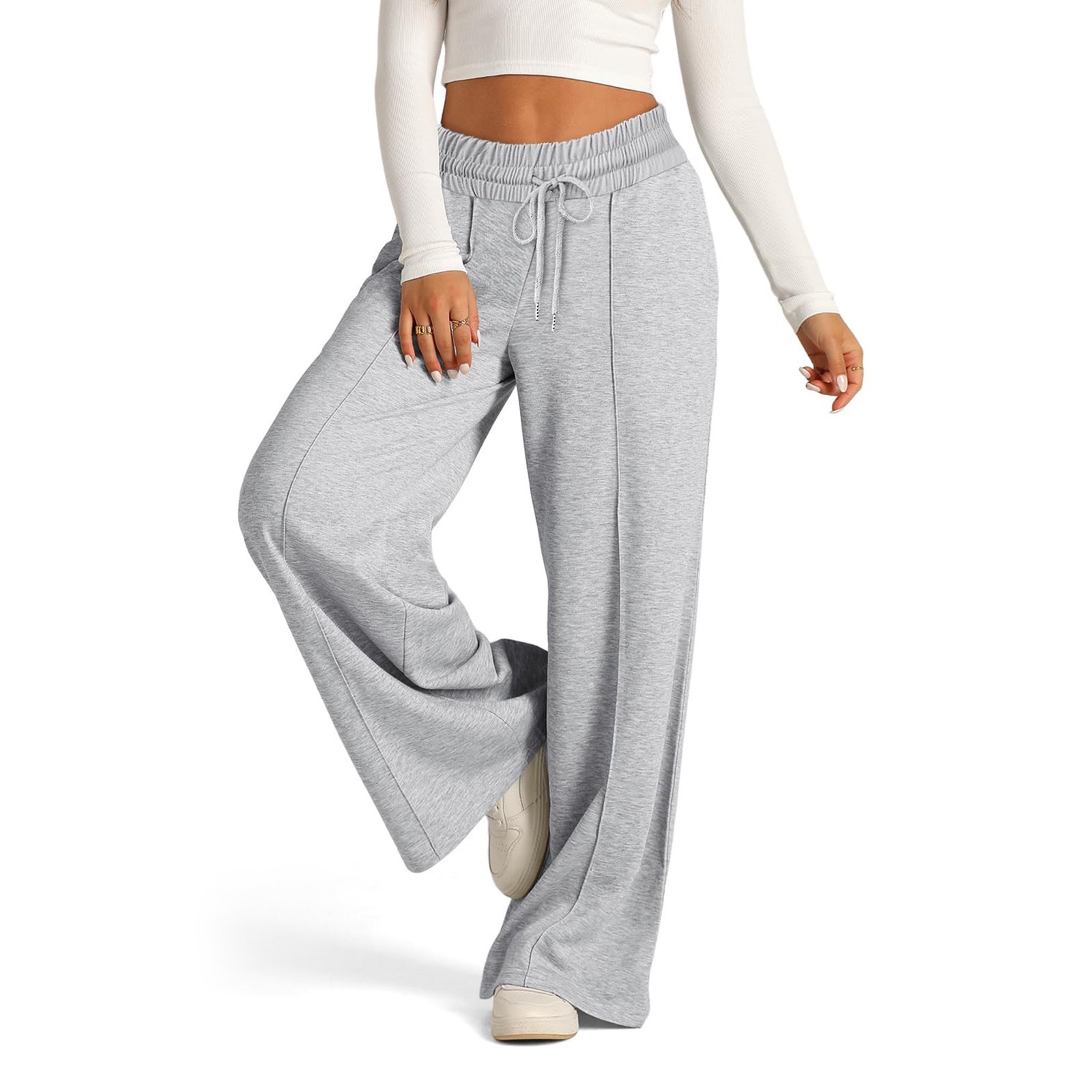 2026 Spring Summer Collection Women's New Fashion Solid Color Straight Casual Pants Wide-Legged Versatile Elastic Waist